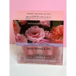 Bath & Body Works "ROSE WATER & IVY" Wallflowers Fragrance Refills 2-Pk 0.8 FL